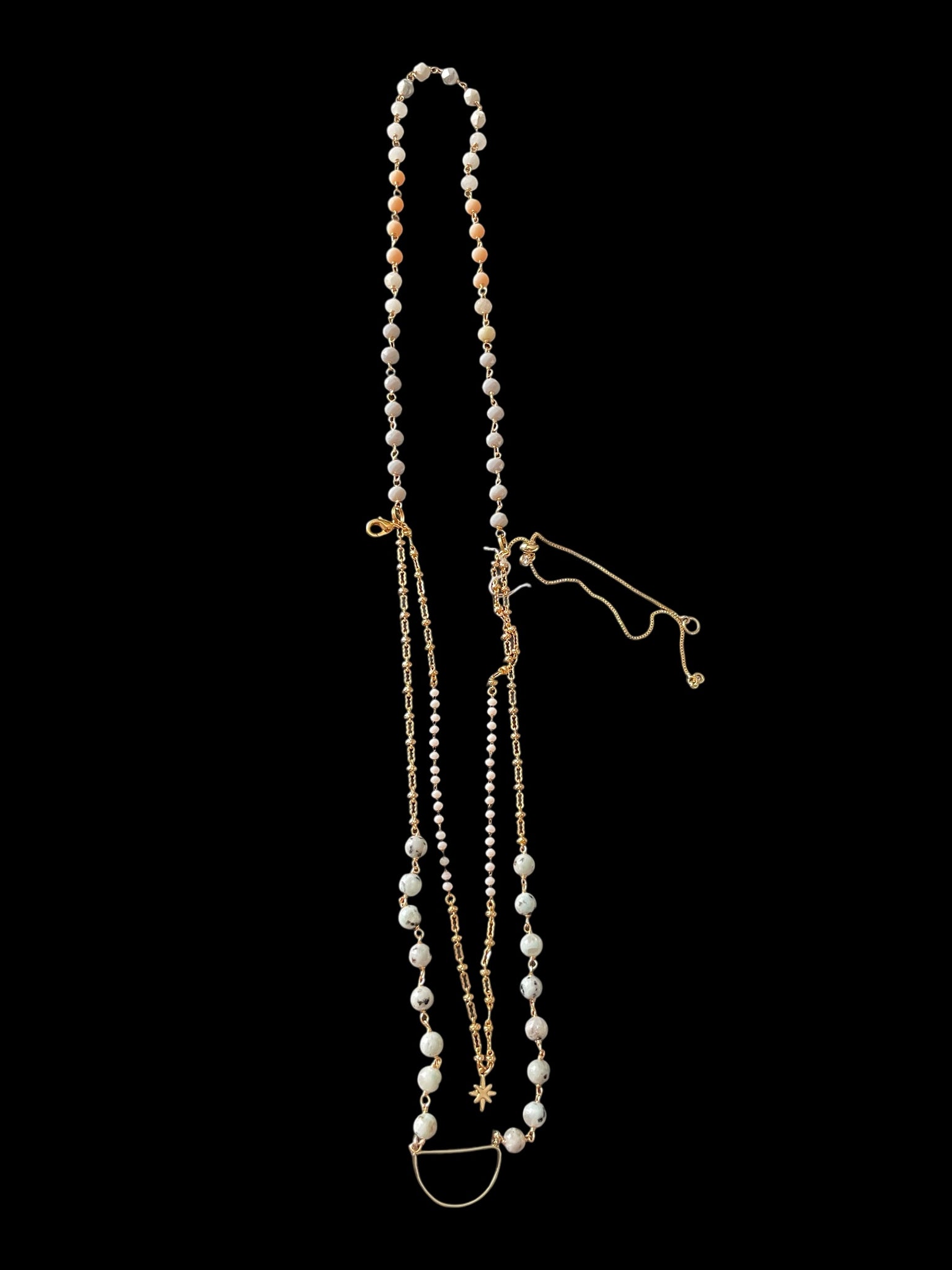 Pastel Layers Necklace - Handmade Prelayered Gold-Plated Gemstones Necklace