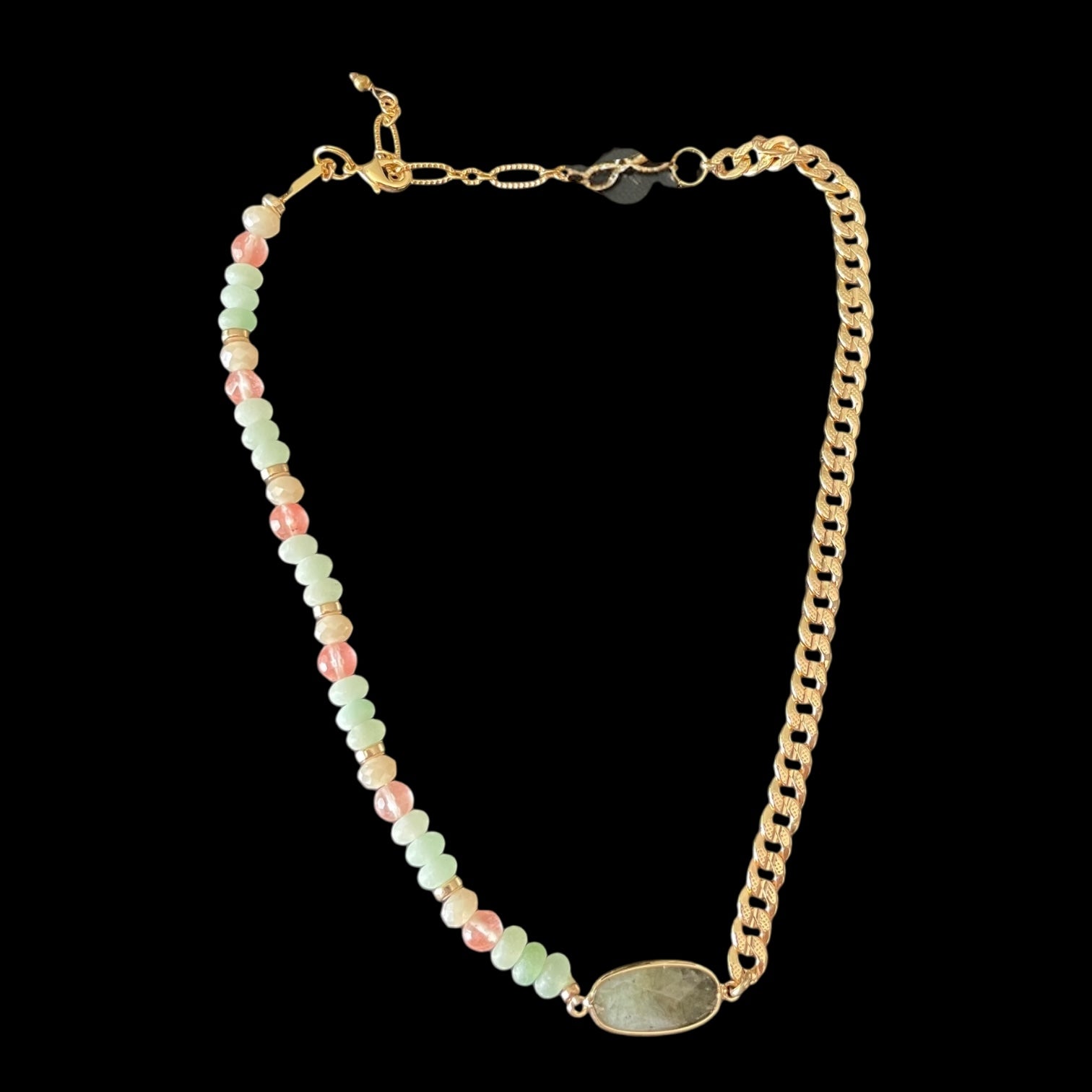 Pastel Perfection- Handmade Labrodonite Gemstone Semi-precious Gold-plated Necklace