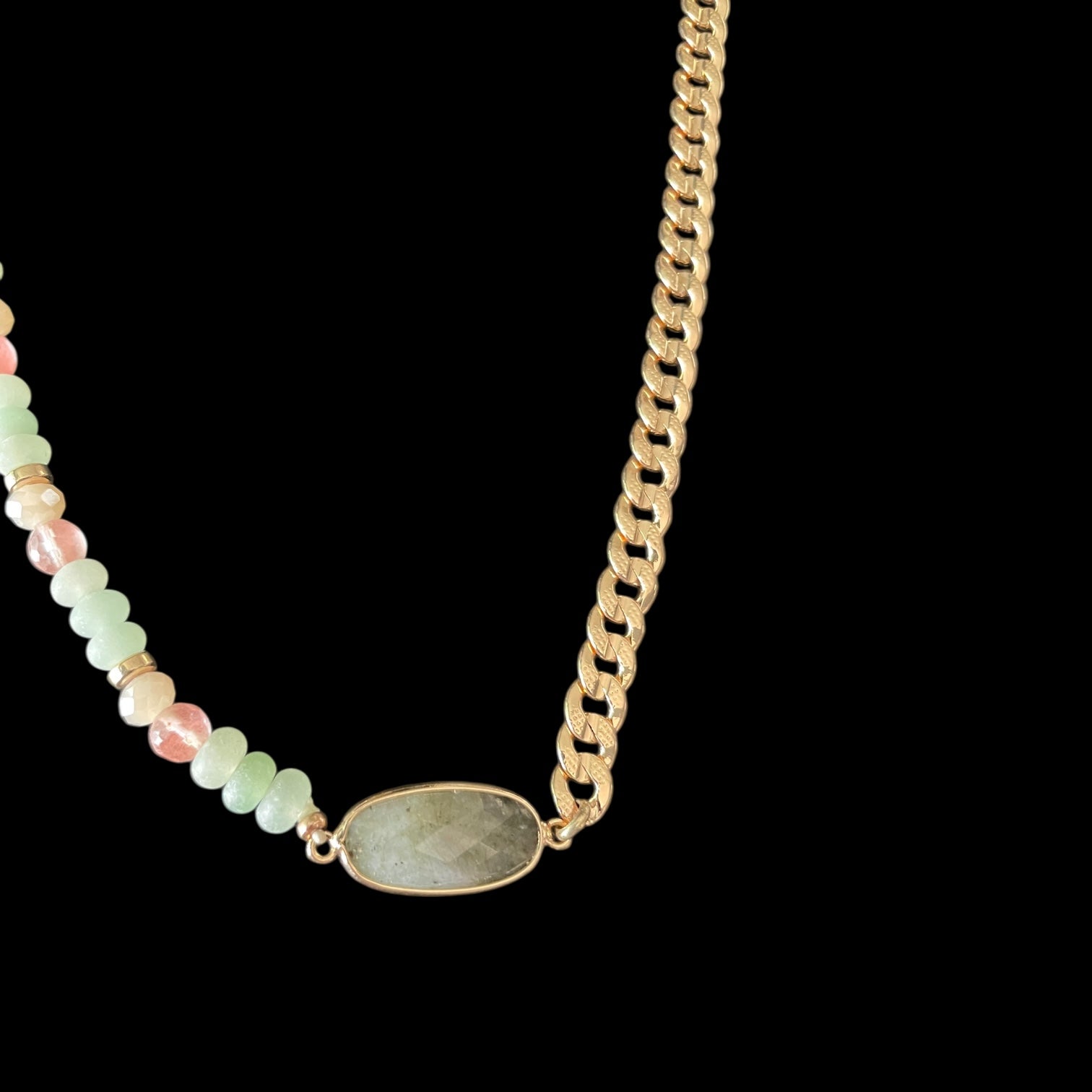 Pastel Perfection- Handmade Labrodonite Gemstone Semi-precious Gold-plated Necklace