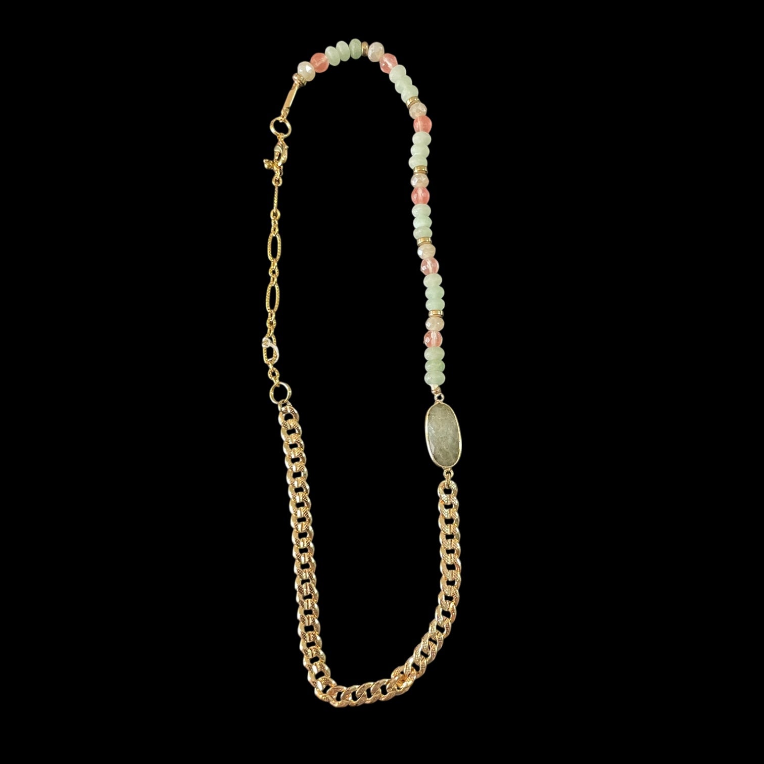 Pastel Perfection- Handmade Labrodonite Gemstone Semi-precious Gold-plated Necklace