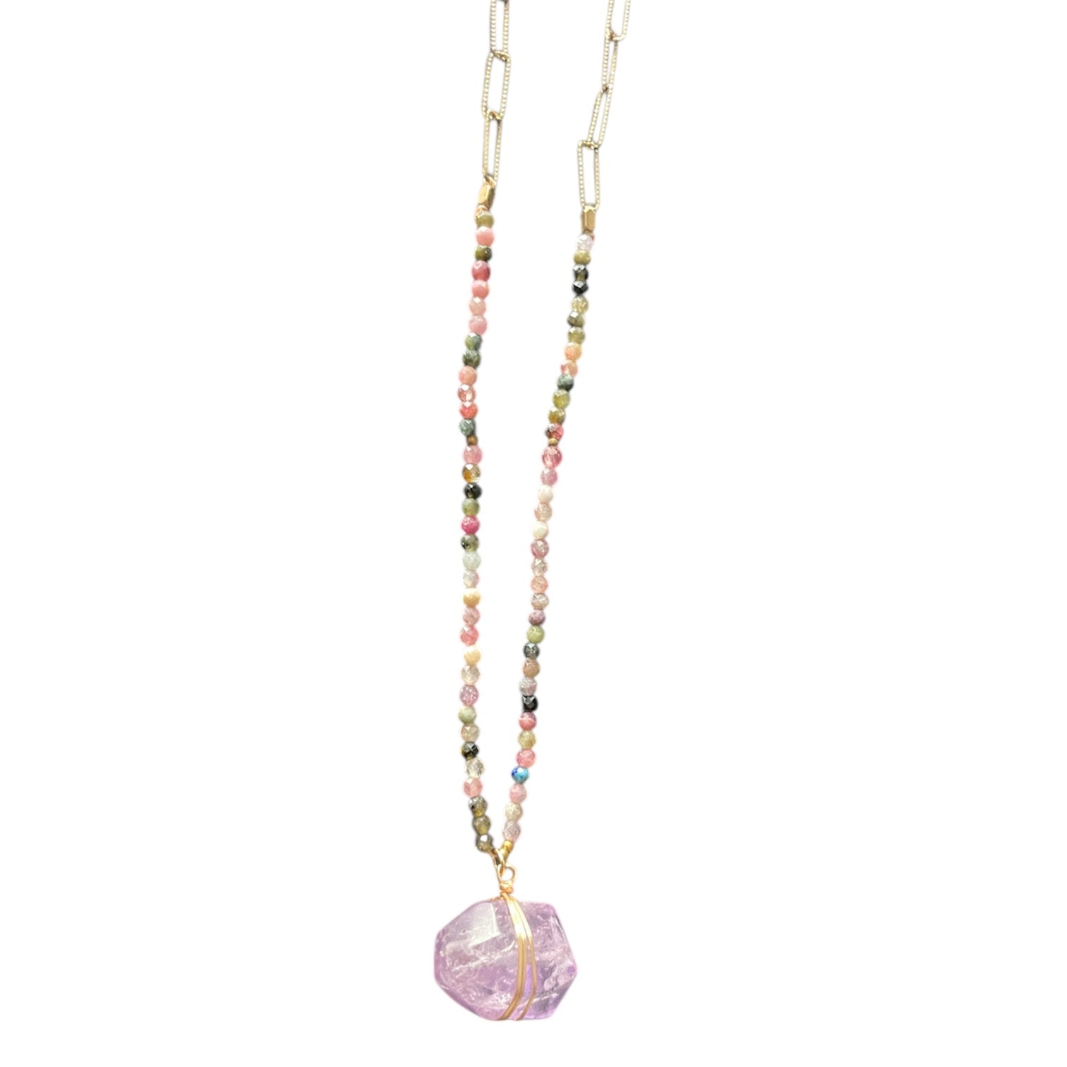 Violet Ash - Handmade Gemstone Semi-precious Gold-plated Necklace