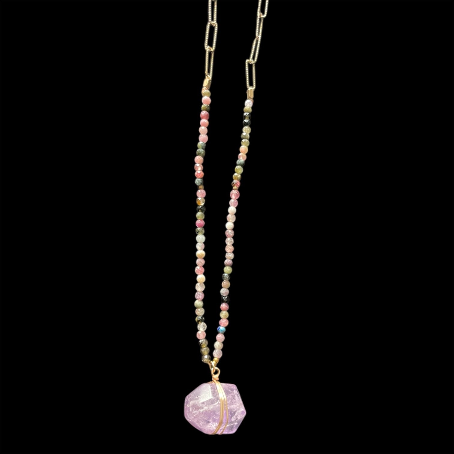 Violet Ash - Handmade Gemstone Semi-precious Gold-plated Necklace