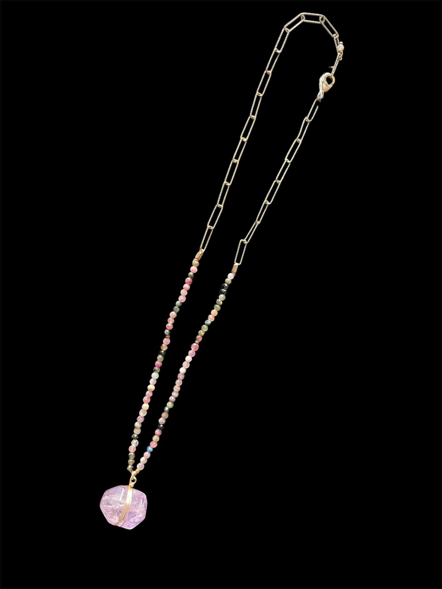 Violet Ash - Handmade Gemstone Semi-precious Gold-plated Necklace