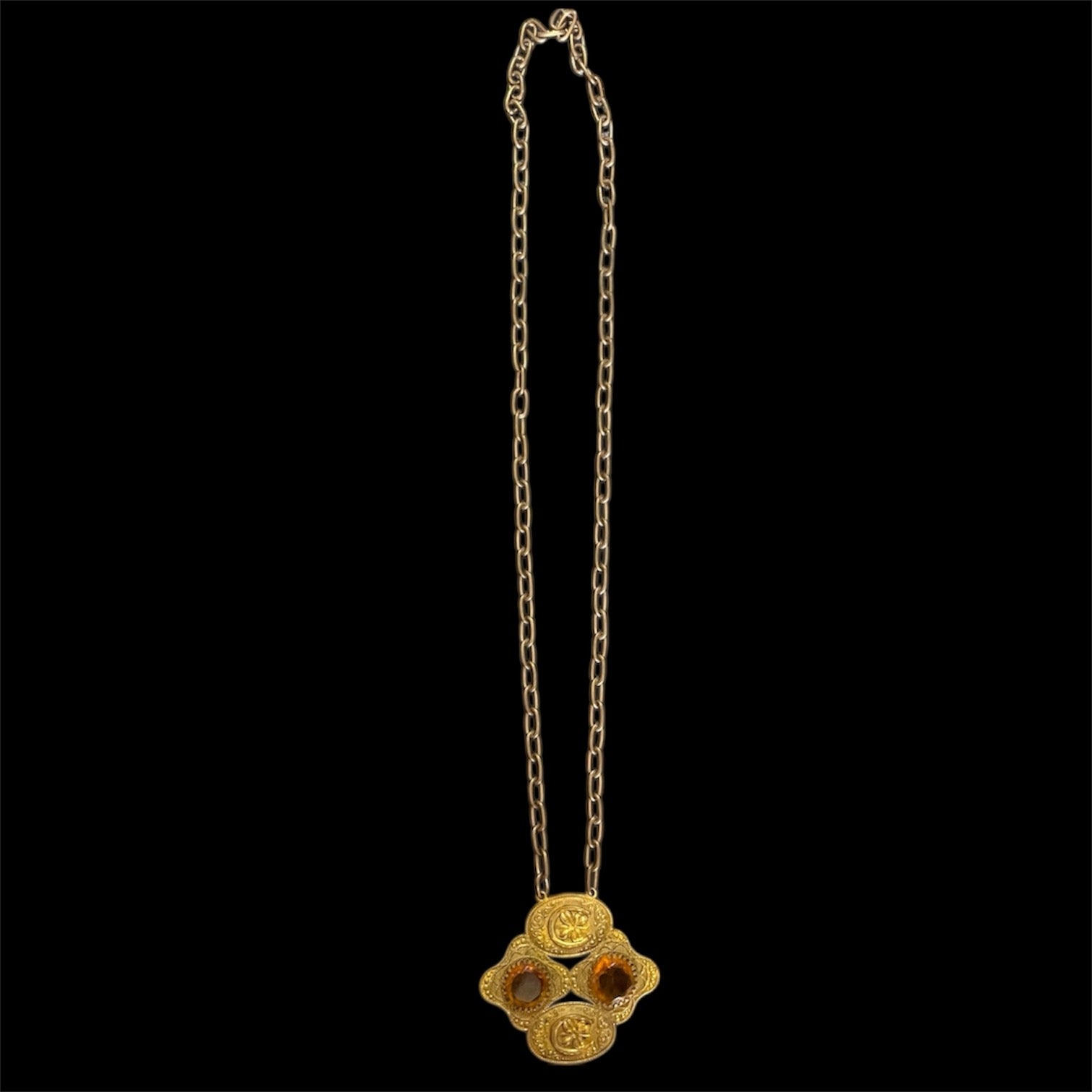 Amber Medallion - Handmade one-of-a-kind vintage upcycled necklace