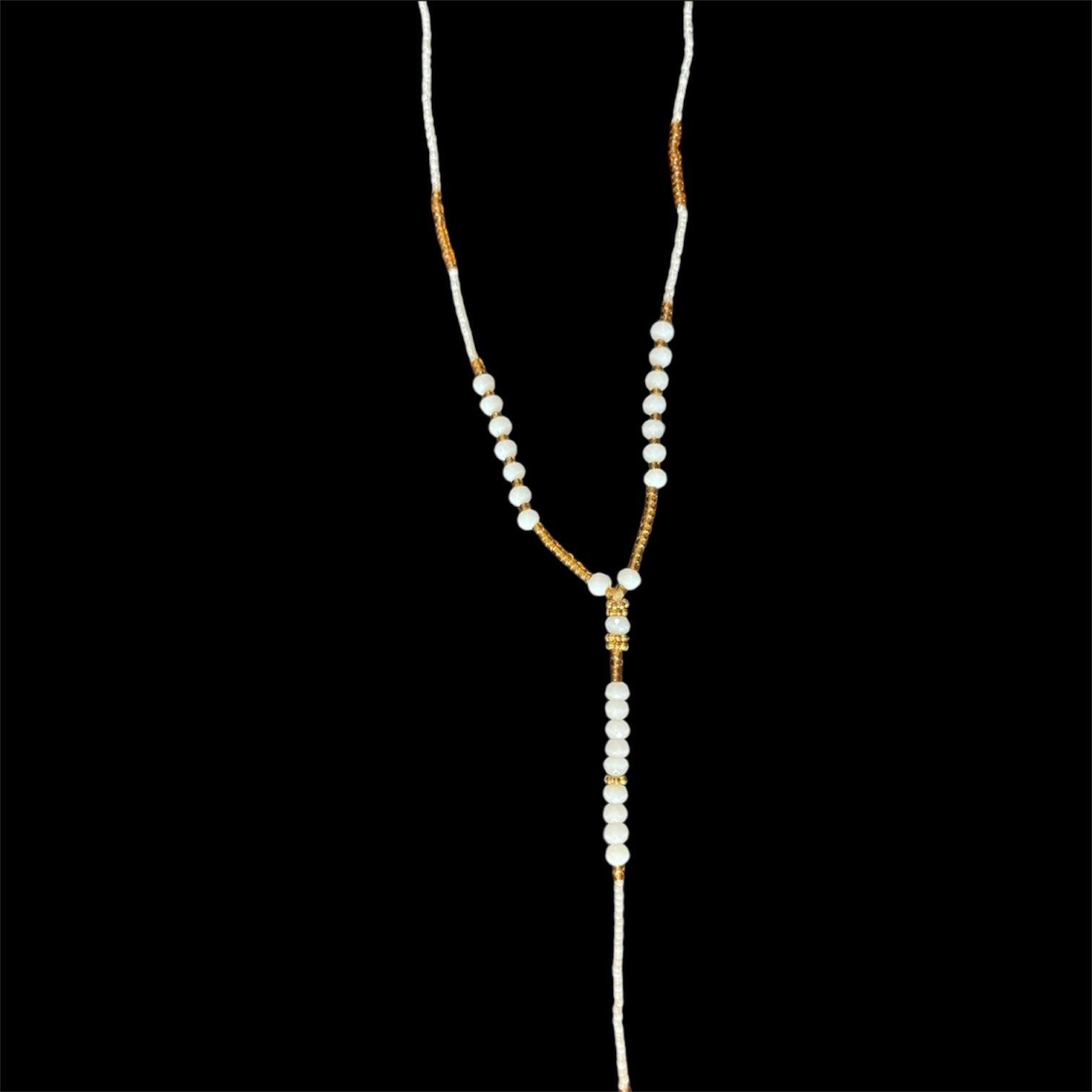 Crystal Clear - Handmade White Beaded Long Necklace