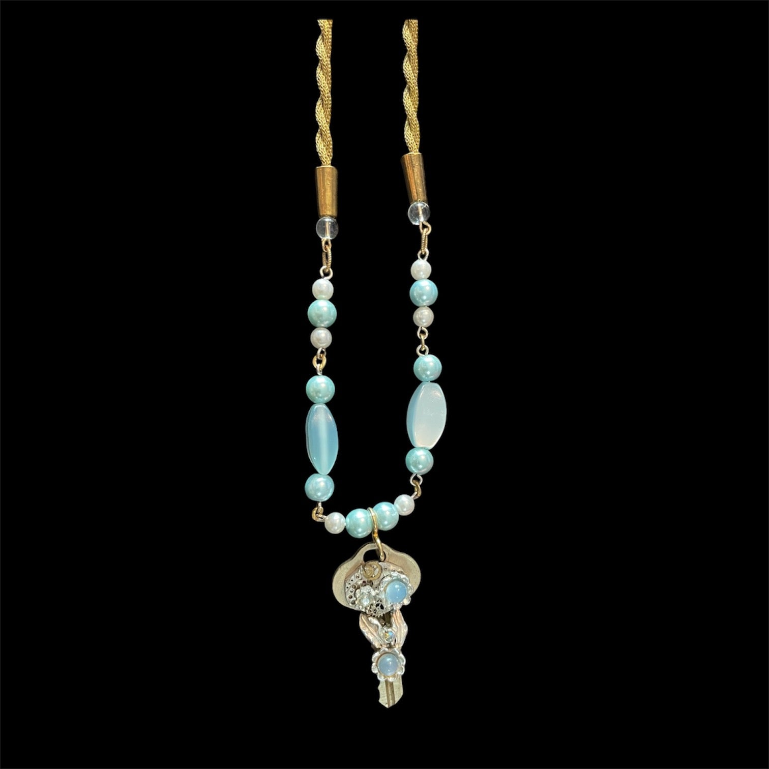 Key To Blue Skies - Handmade one-of-a-kind vintage upcycled necklace