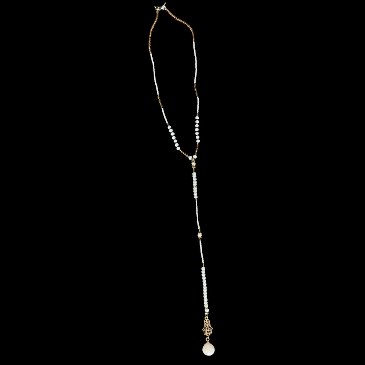 Crystal Clear - Handmade White Beaded Long Necklace