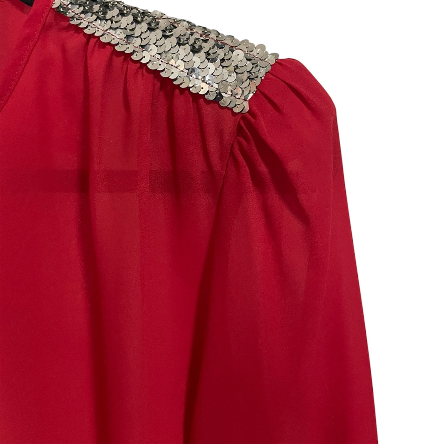 Scarlett Spark - Vintage 80s Red Long Sleeve Top With Sequin Trim