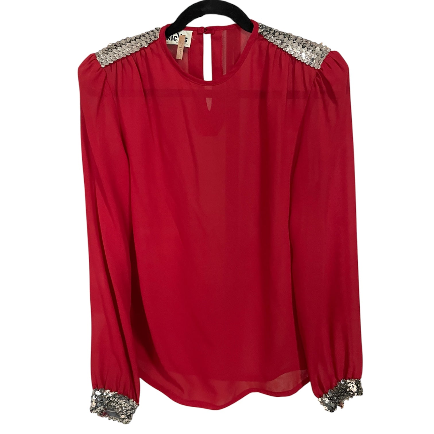 Scarlett Spark - Vintage 80s Red Long Sleeve Top With Sequin Trim