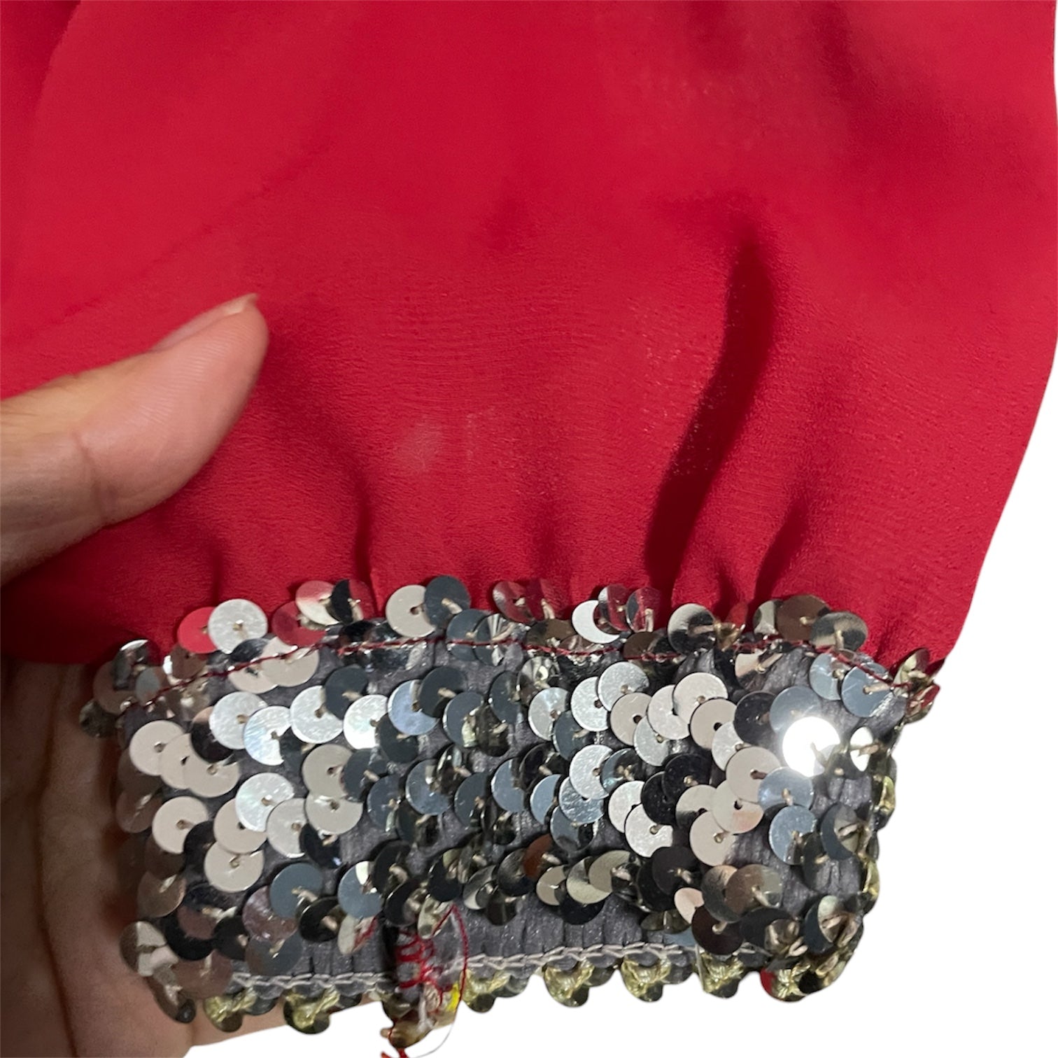 Scarlett Spark - Vintage 80s Red Long Sleeve Top With Sequin Trim