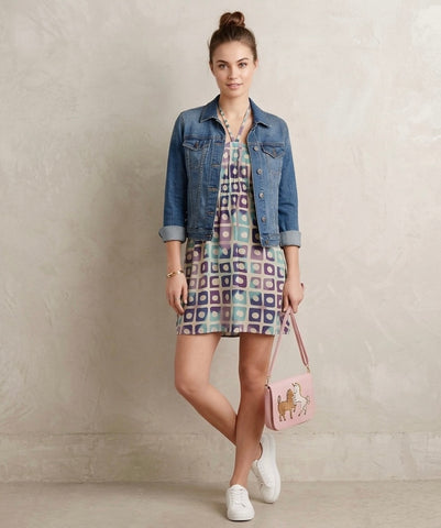 Violet Square Down Vintage Reconstructed Dress