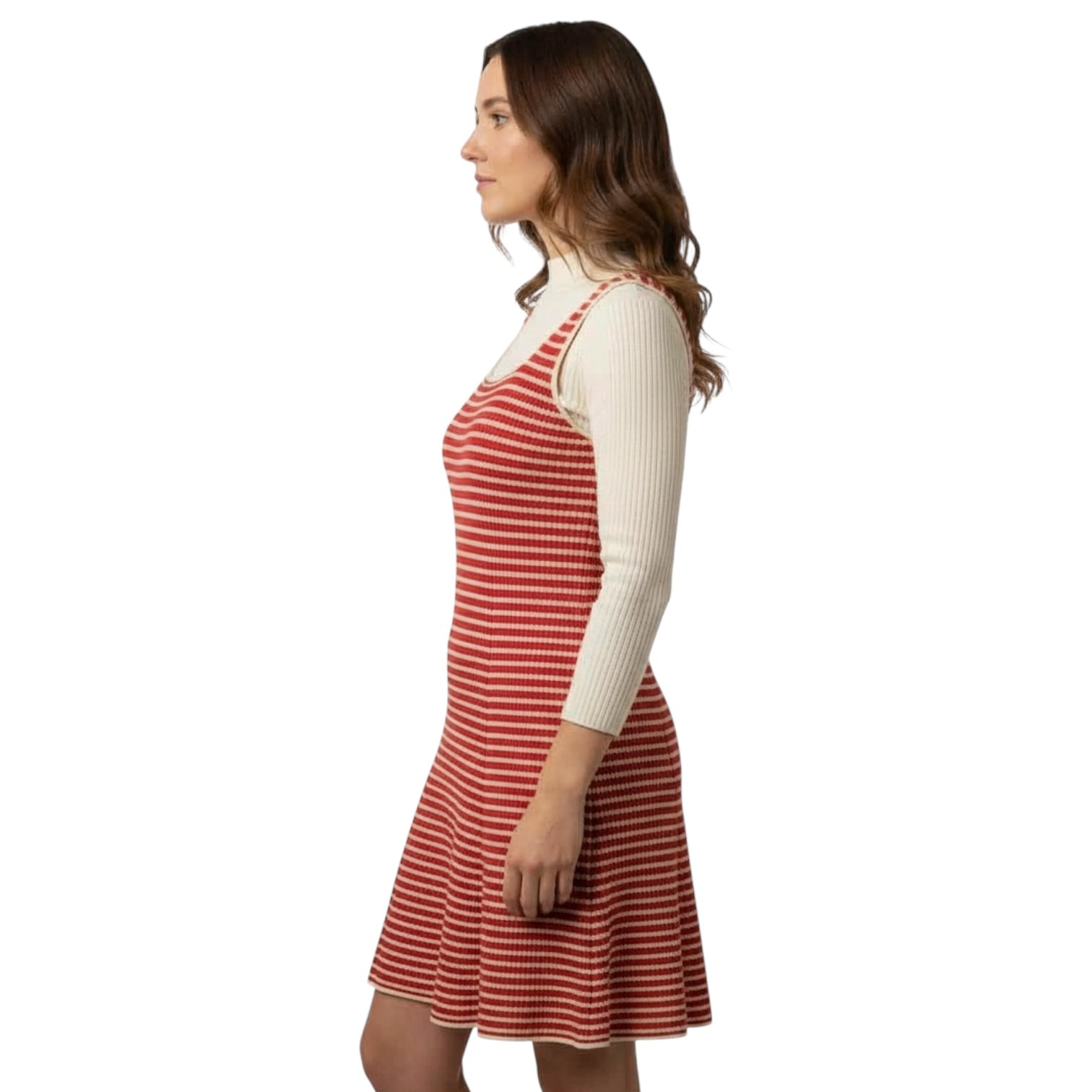 Carnaby Street - 60s Mod Red Cream Striped Knit Dress