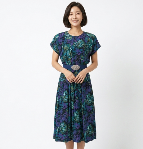 Palm Paradise - Vintage Tropical Print Dress