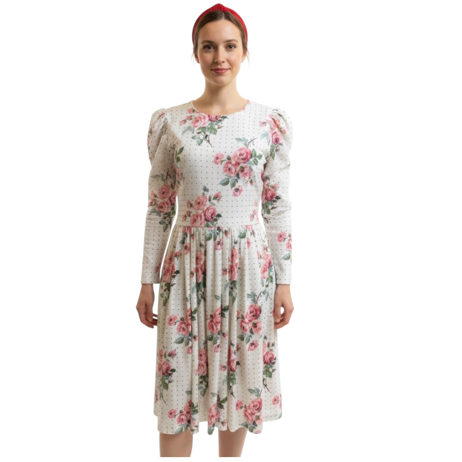 You Promised A Rose Garden - Cotton Cream Ruched Sleeve Dress