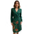 Motif In Moss - Edgy Green Strong Shouldered Print Trench Dress Long-Sleeved