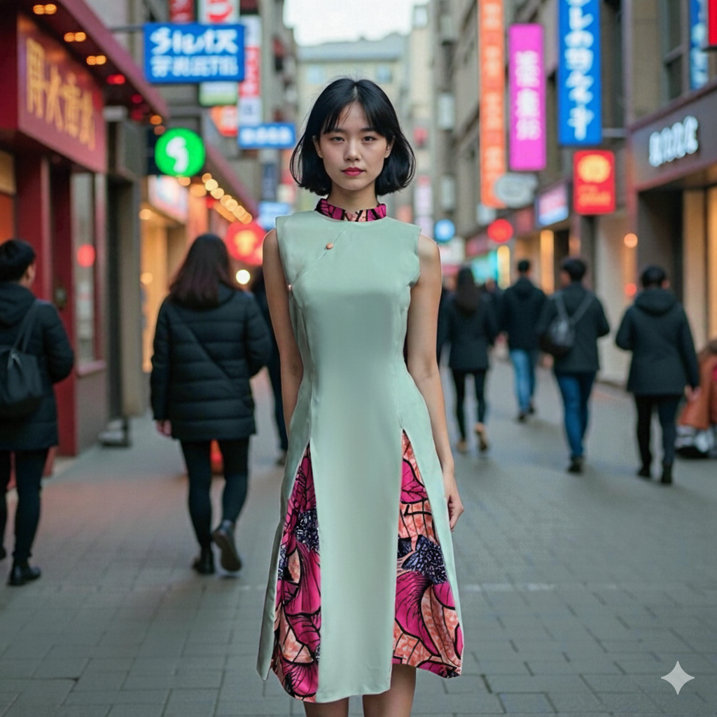 AFRIKAN ORCHID - HANDMADE MODERN SILK-COTTON CHEONGSAM