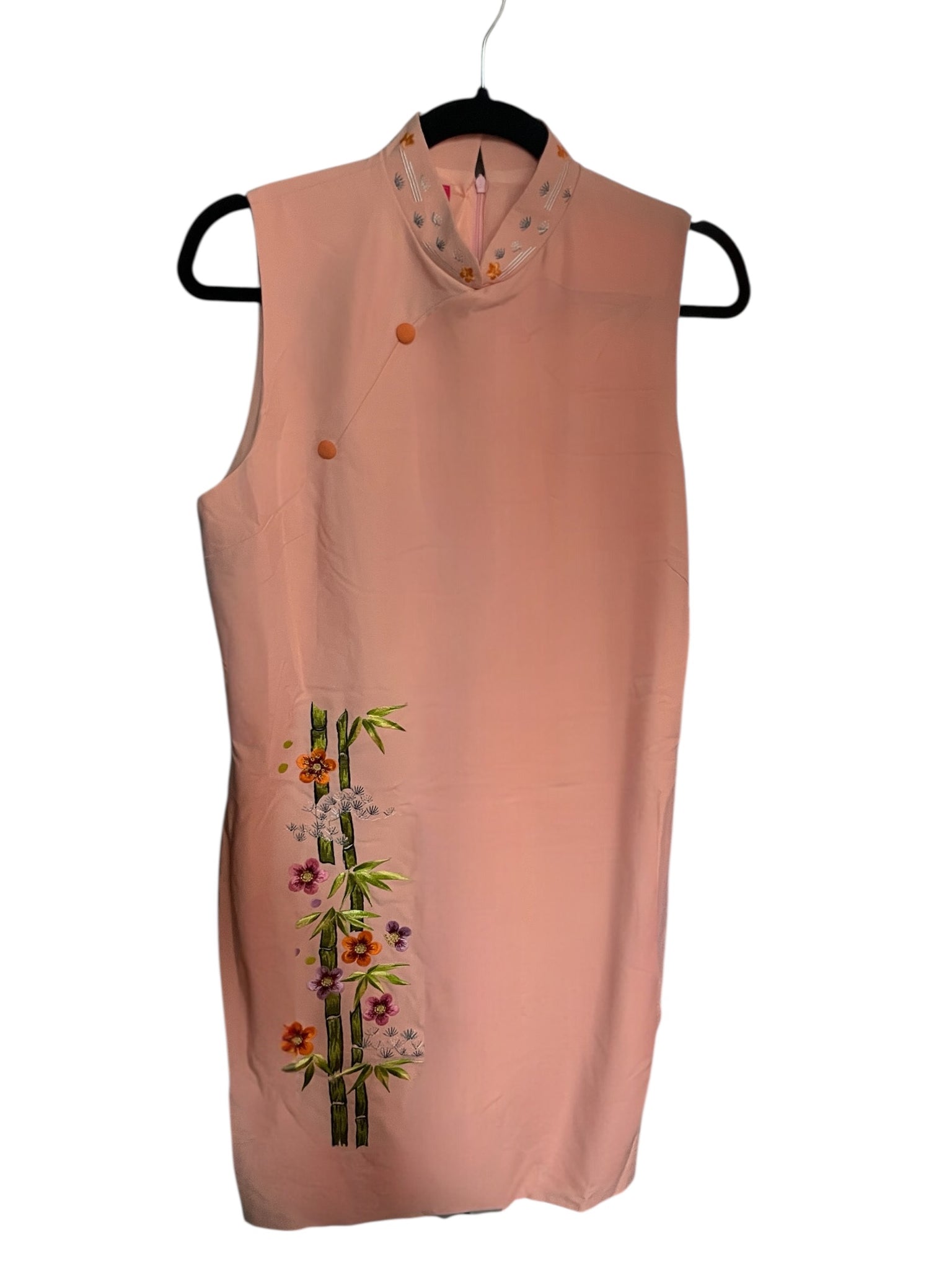 BAMBOO PLUM BLOSSOM - HANDMADE, HAND-EMBROIDERED SILK-COTTON CHEONGSAM