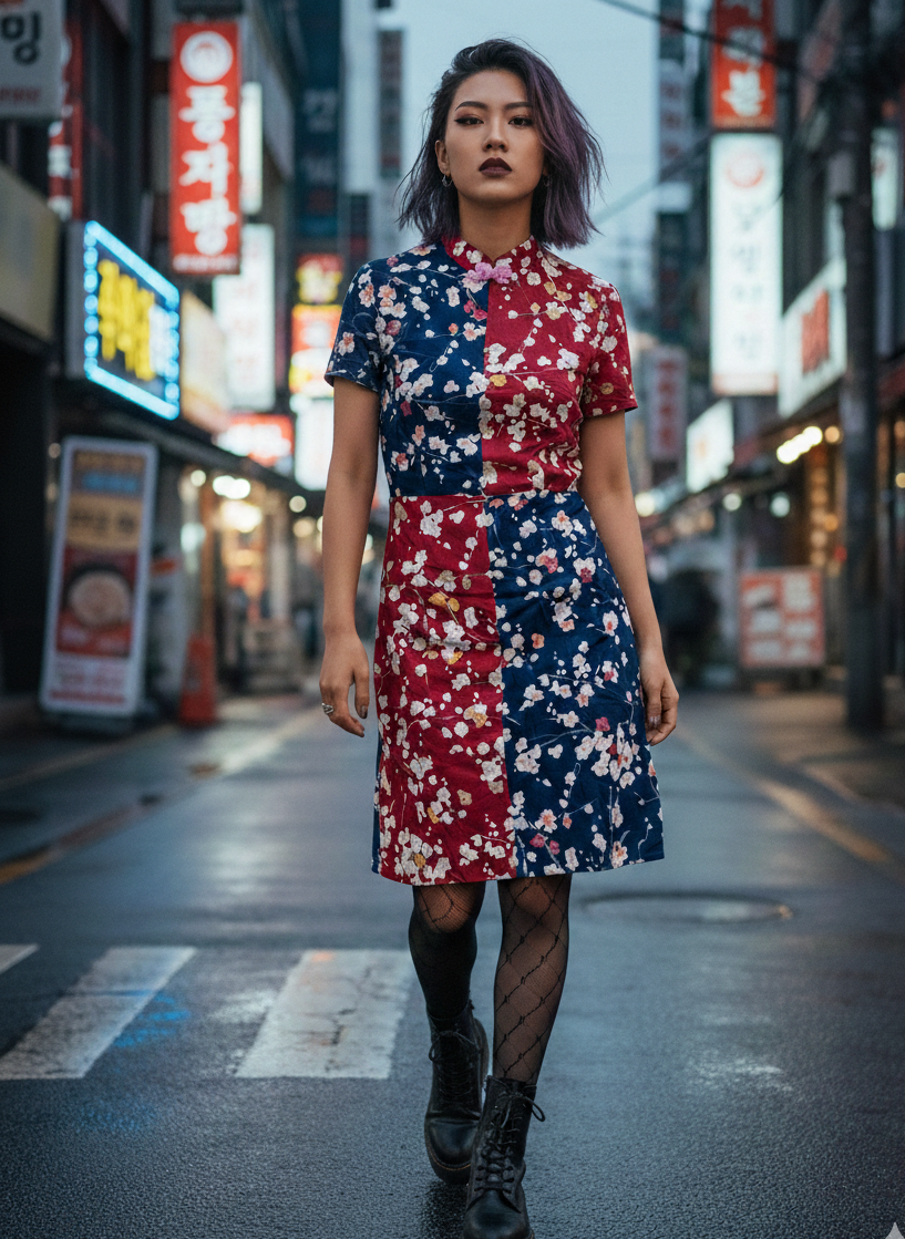 PLUM BLOSSOM HANDMADE MODERN COTTON CHEONGSAM IN AQUA YELLOW
