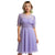 Amethyst Wave - Unusual Purple Beaded Sheer Shoulder Short Sleeve Dress