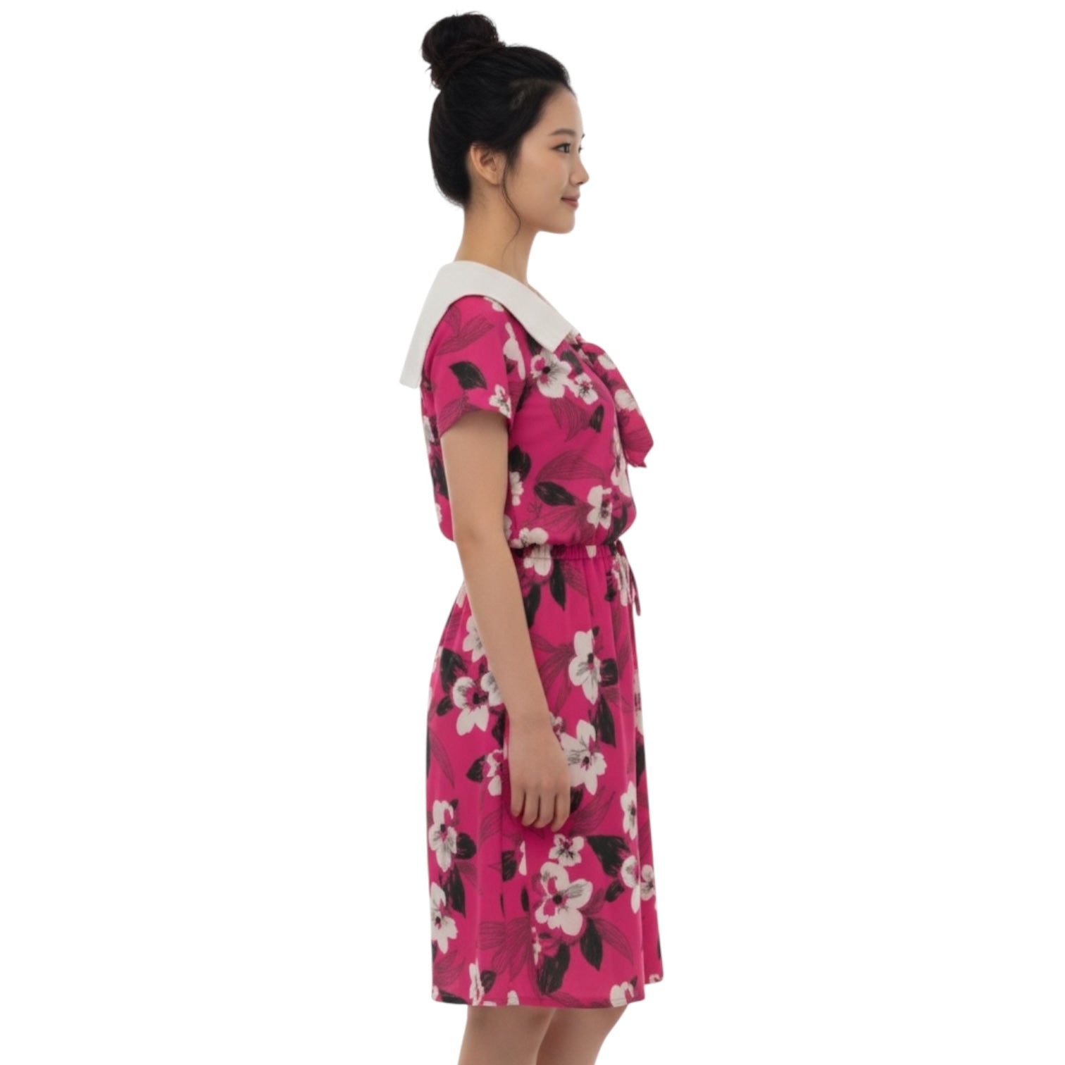 Fuschia Riveria - Indie Fuschia Crease-Free Short Sleeve Dress With Cool Collar