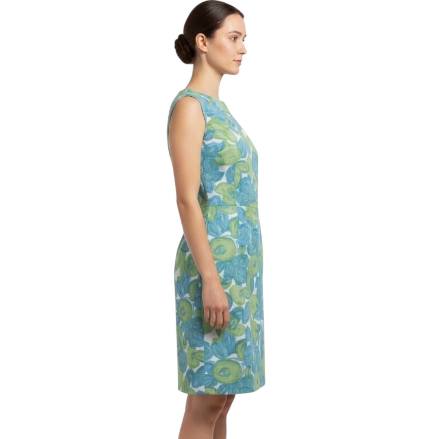 Pebble Brook - 60s Pastel Green Print Shift Dress