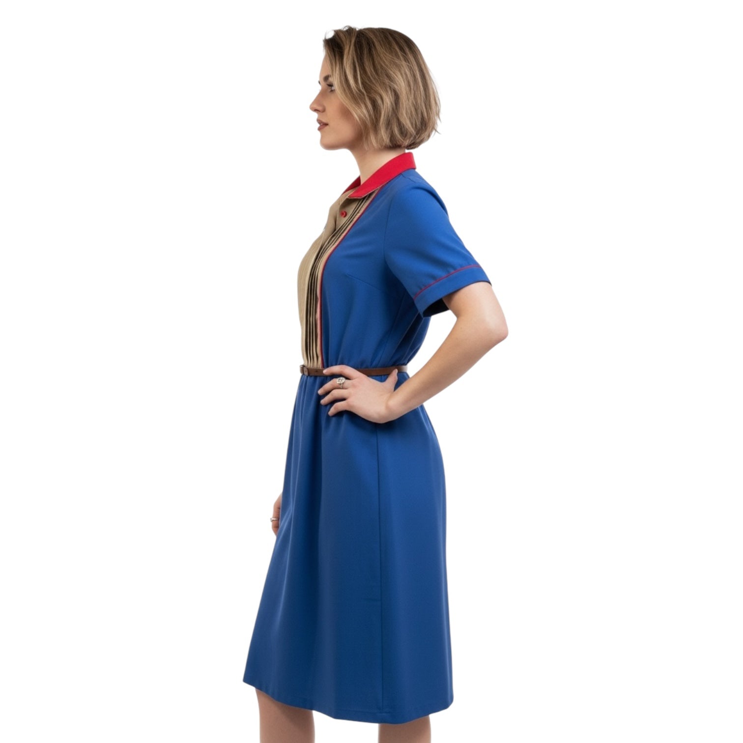 Overhaul - Blue Utilitarian Workmen Dress With Turnup Collar