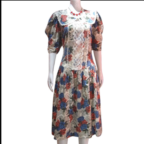Poet In Bloom - Vintage Floral Maxi Dress with Puff Sleeve