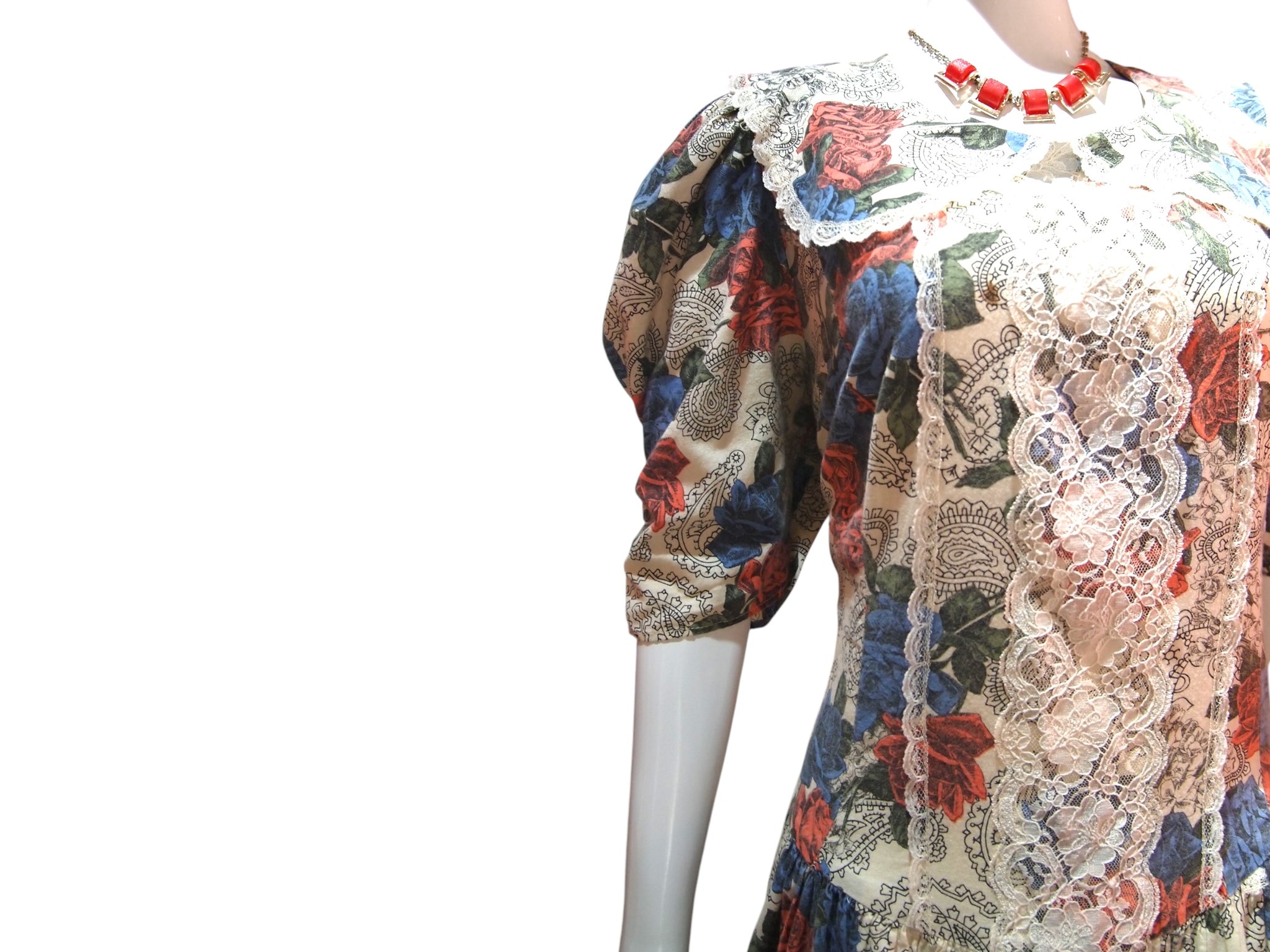 Poet In Bloom - Vintage Floral Maxi Dress with Puff Sleeve