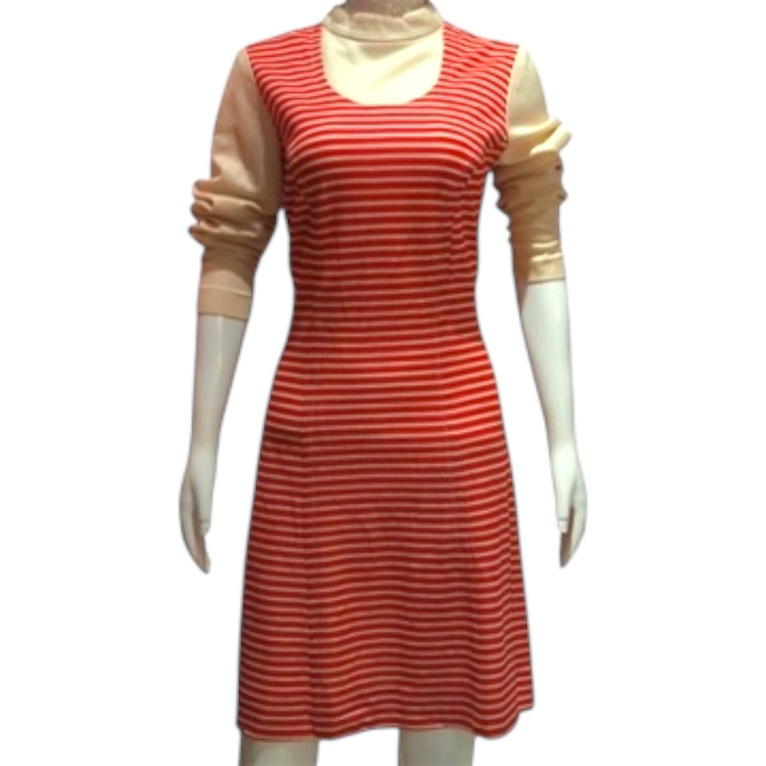 Carnaby Street - 60s Mod Red Cream Striped Knit Dress