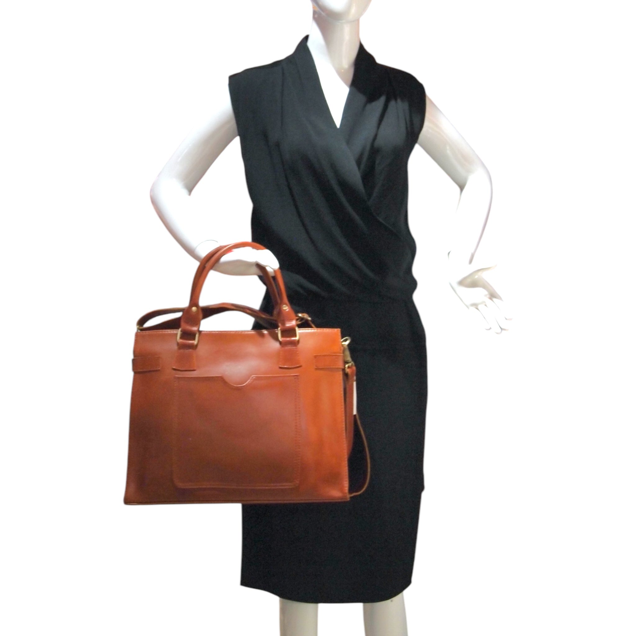 RECTANGLE KELLY- HANDMADE GENUINE LEATHER BRIEFCASE BAG REMOVABLE STRAPS SHOULDER OR SLING BAG