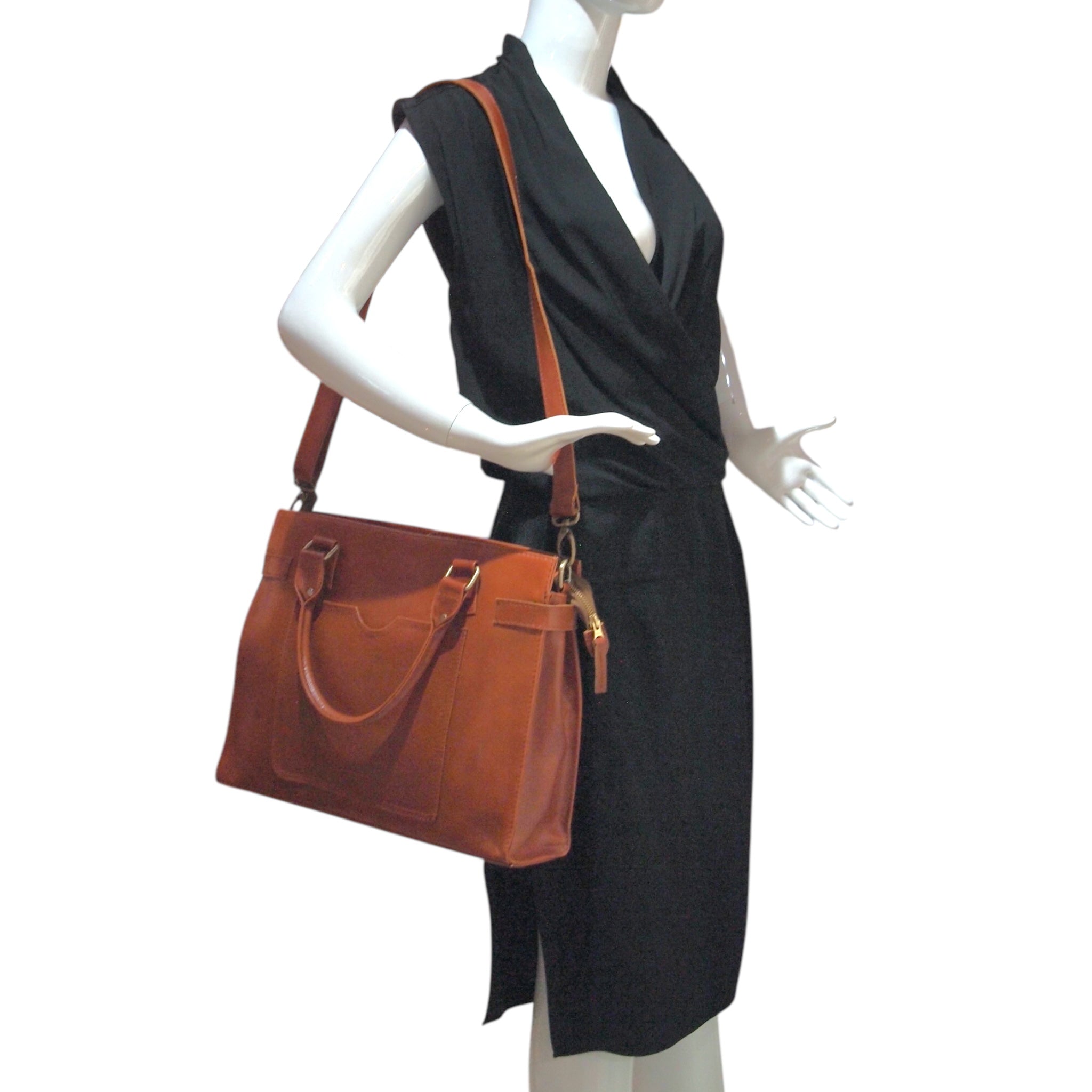 RECTANGLE KELLY- HANDMADE GENUINE LEATHER BRIEFCASE BAG REMOVABLE STRAPS SHOULDER OR SLING BAG