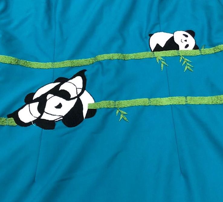 PANDA WAIST - HANDMADE, HAND-EMBROIDERED SILK-COTTON CHEONGSAM