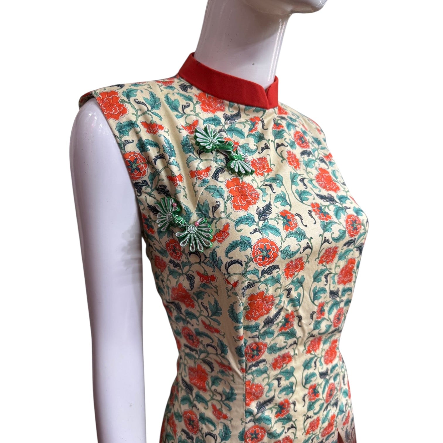 CHINOIS PANEL PLEAT - HANDMADE MODERN COTTON CHEONGSAM DRESS