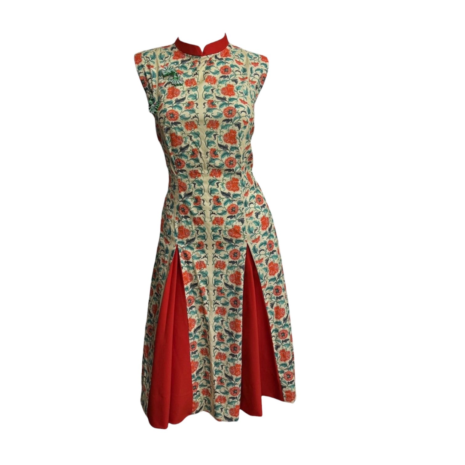 CHINOIS PANEL PLEAT - HANDMADE MODERN COTTON CHEONGSAM DRESS