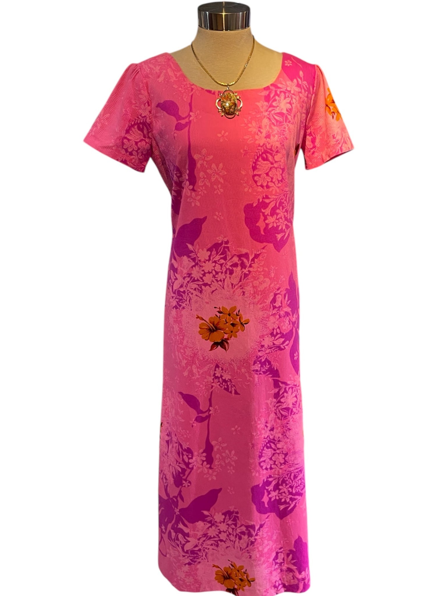 Fuschia Joy - 1970s Bright Pink Vintage Maxi Dress