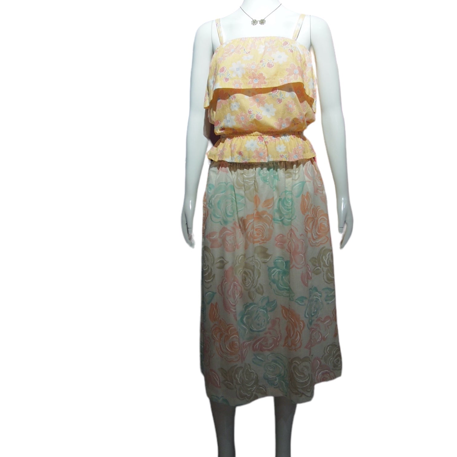 Dreamy Pastel Orange Textured Floral Skirt