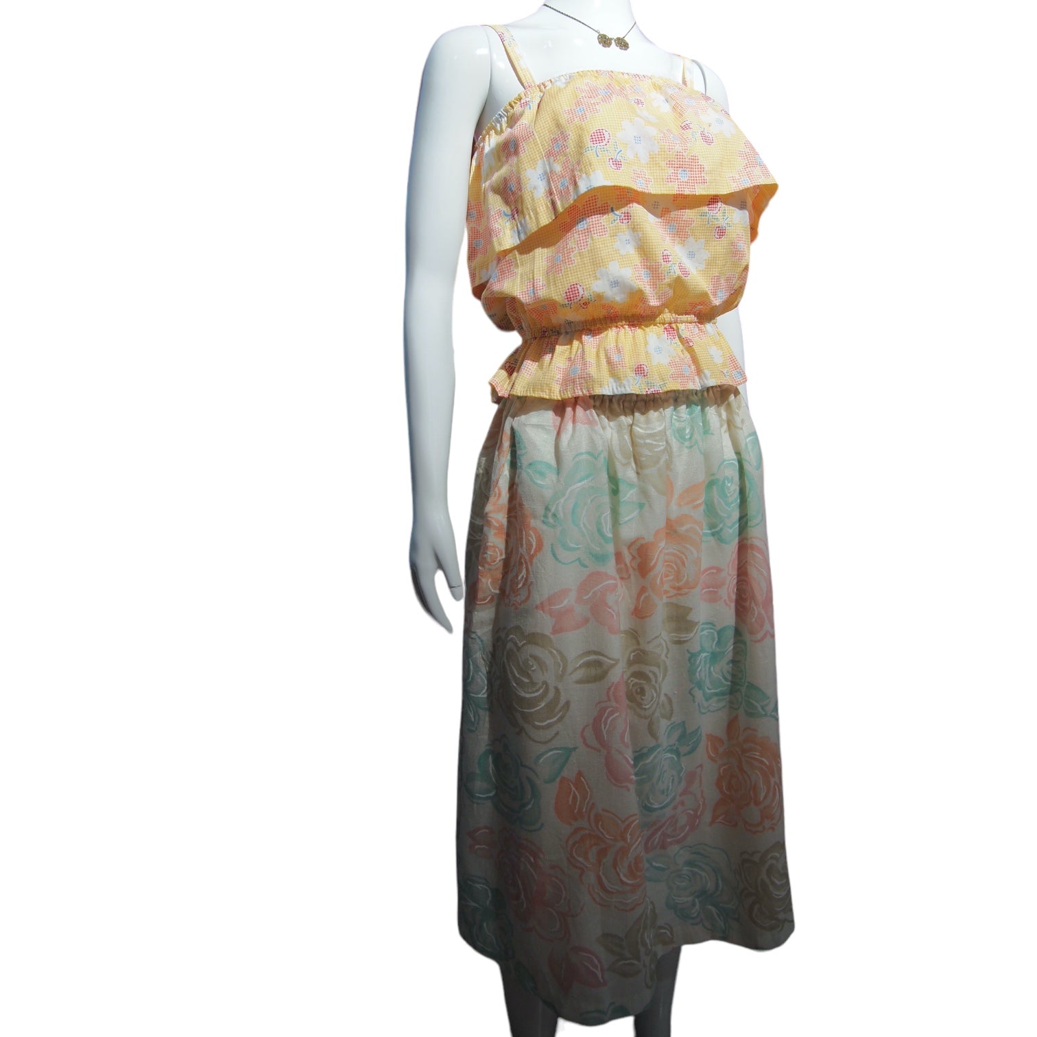 Dreamy Pastel Orange Textured Floral Skirt