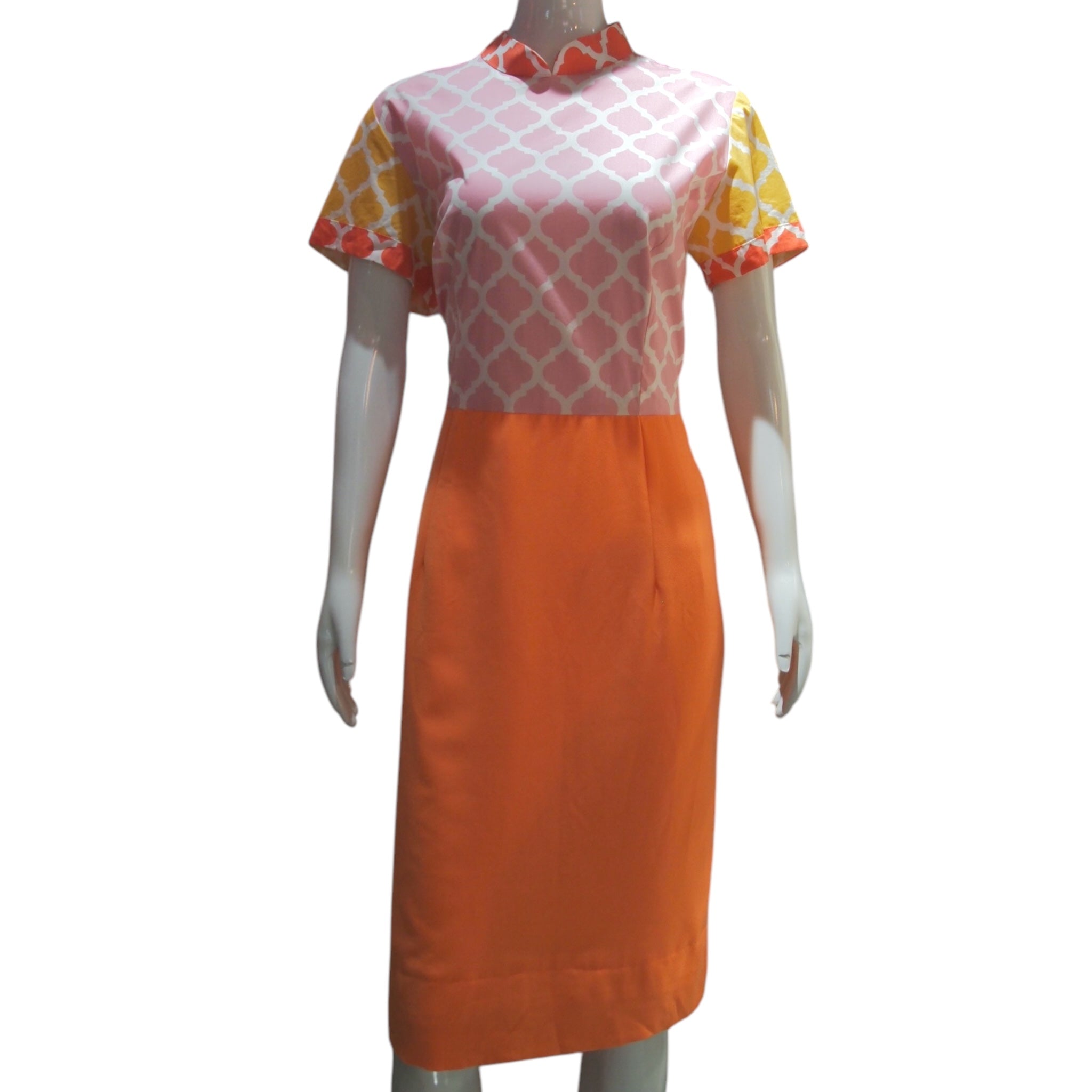 MOROCCAN TILE - HANDMADE MODERN COTTON CHEONGSAM PASTEL DRESS