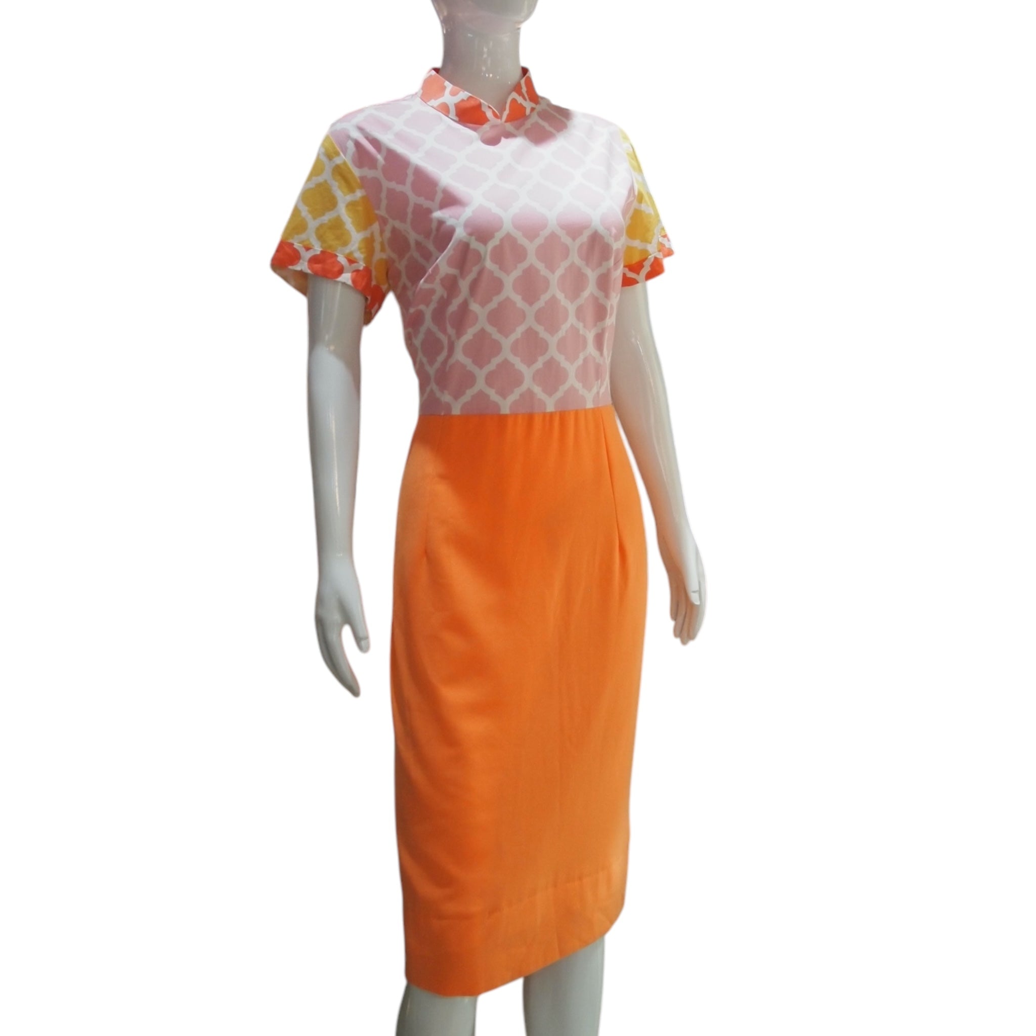 MOROCCAN TILE - HANDMADE MODERN COTTON CHEONGSAM PASTEL DRESS