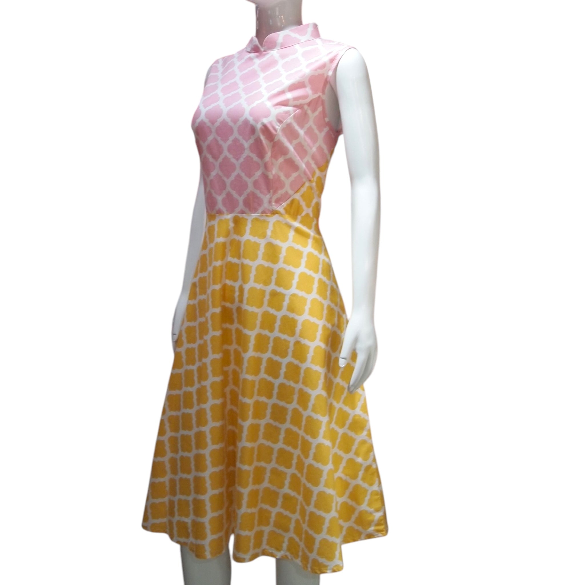 MOROCCAN TILE - HANDMADE MODERN COTTON CHEONGSAM PASTEL DRESS