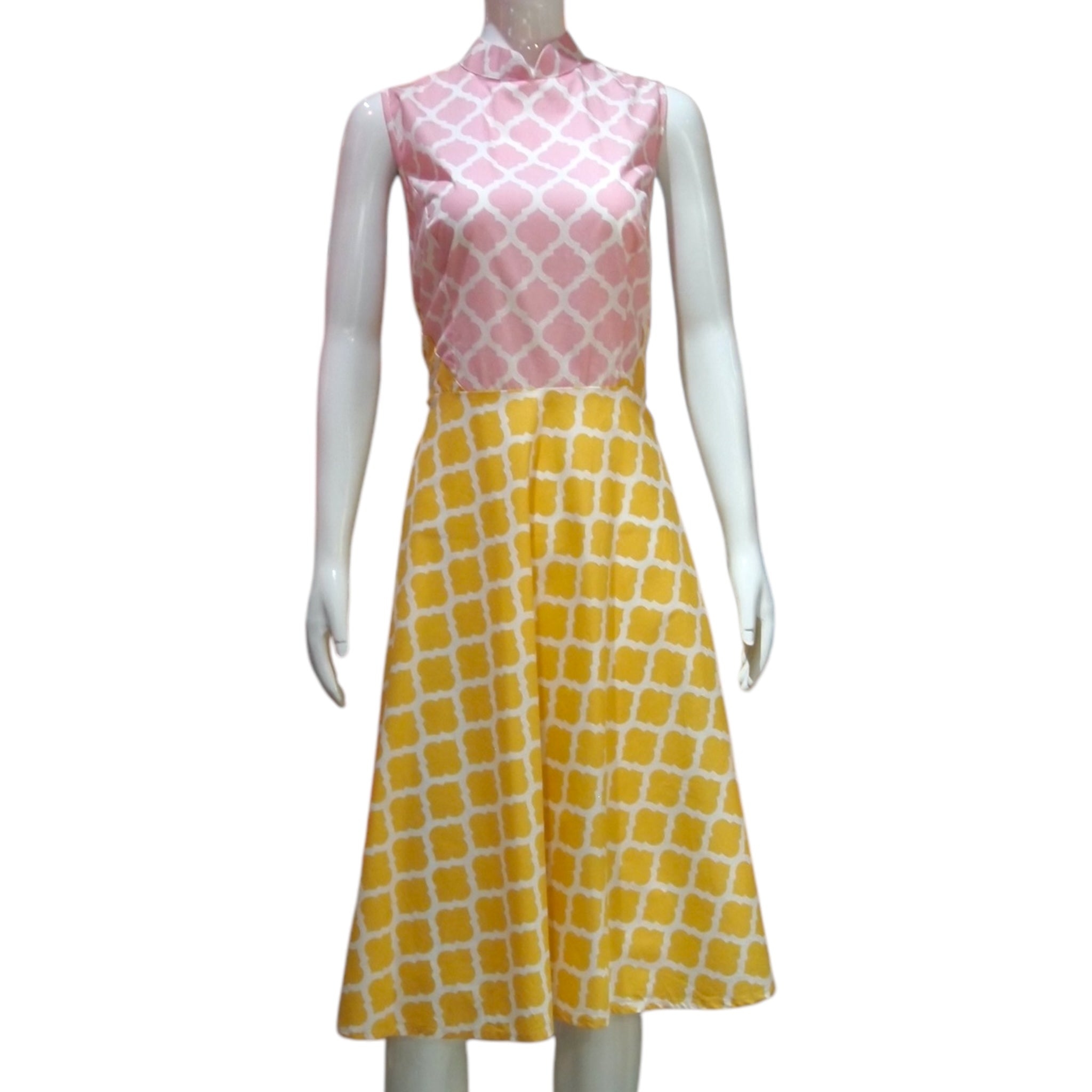 MOROCCAN TILE - HANDMADE MODERN COTTON CHEONGSAM PASTEL DRESS