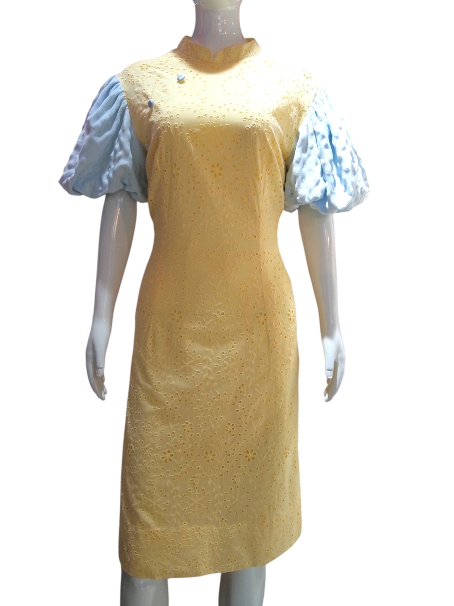 Broderie Bubble - Lace with Puff Bubble Sleeves Modern Cheongsam