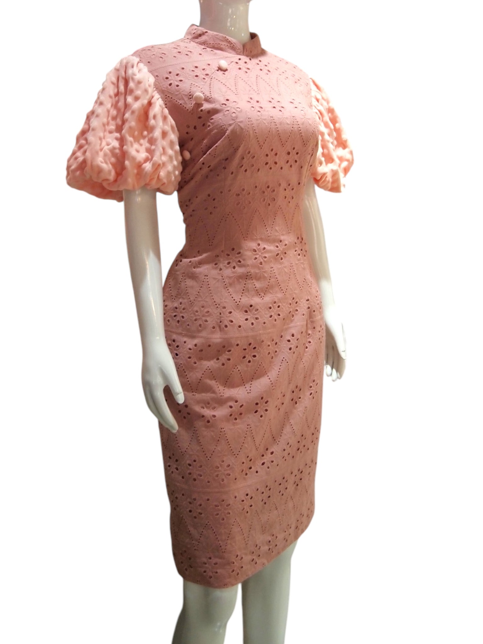 Broderie Bubble - Lace with Puff Bubble Sleeves Modern Cheongsam