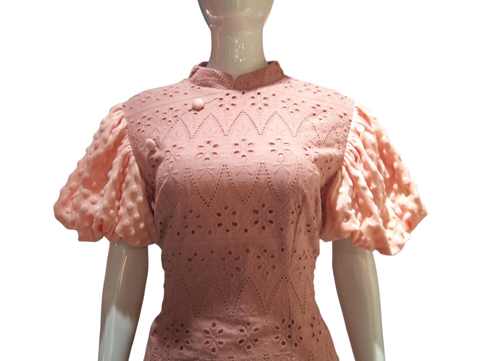 Broderie Bubble - Lace with Puff Bubble Sleeves Modern Cheongsam