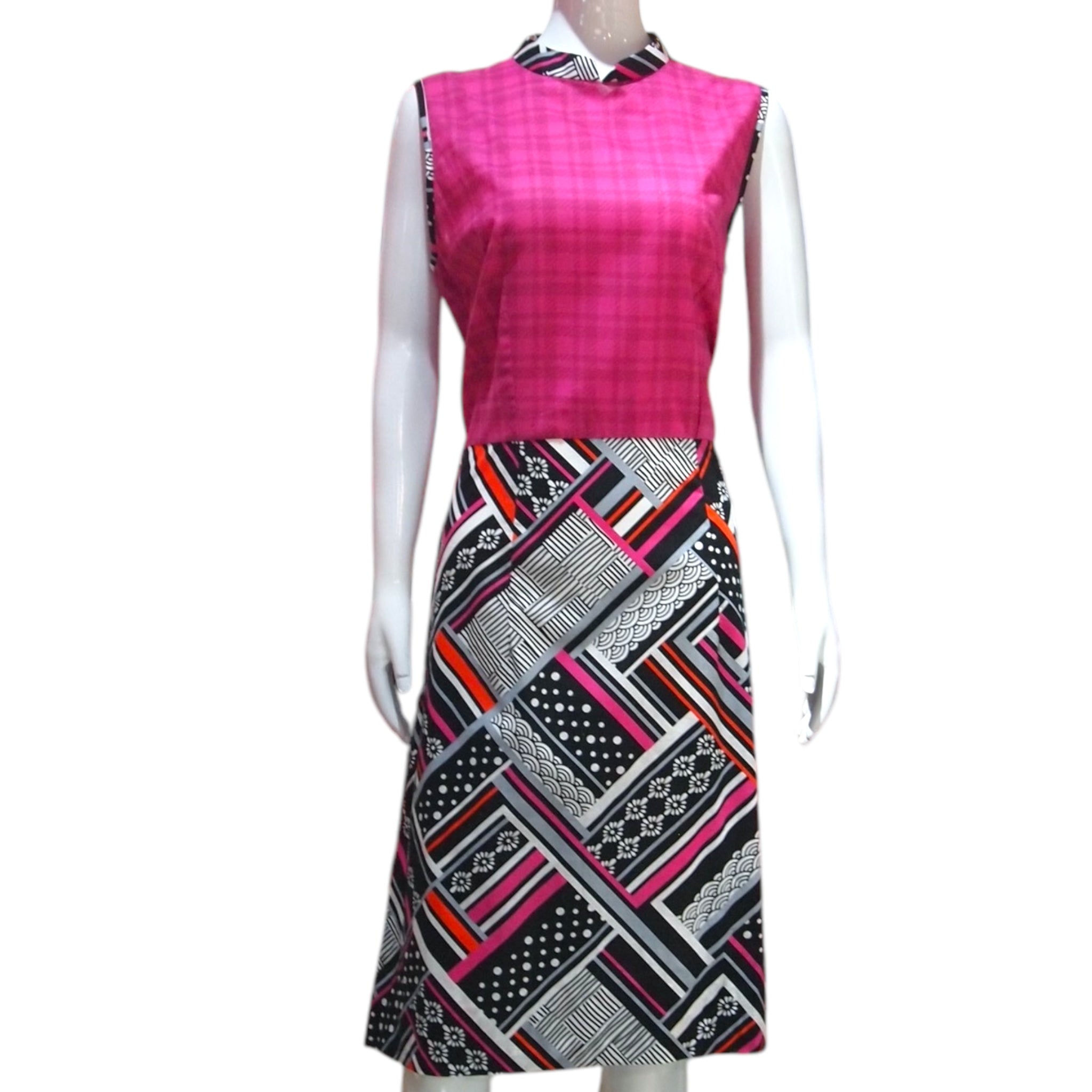 BLACK PINK - HANDMADE MODERN COTTON CHEONGSAM DRESS