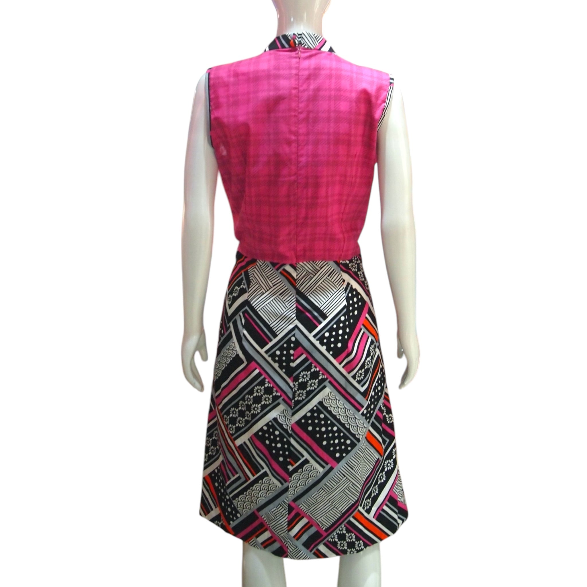 BLACK PINK - HANDMADE MODERN COTTON CHEONGSAM DRESS