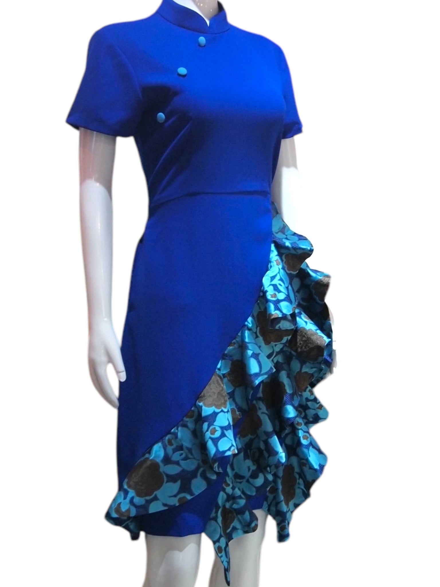 FLUTTER HEM - SILK BROCADE + SILK COTTON HANDMADE MODERN COTTON CHEONGSAM