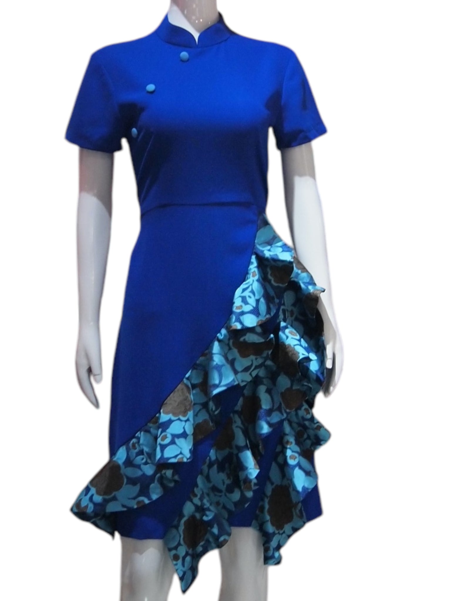 FLUTTER HEM - SILK BROCADE + SILK COTTON HANDMADE MODERN COTTON CHEONGSAM