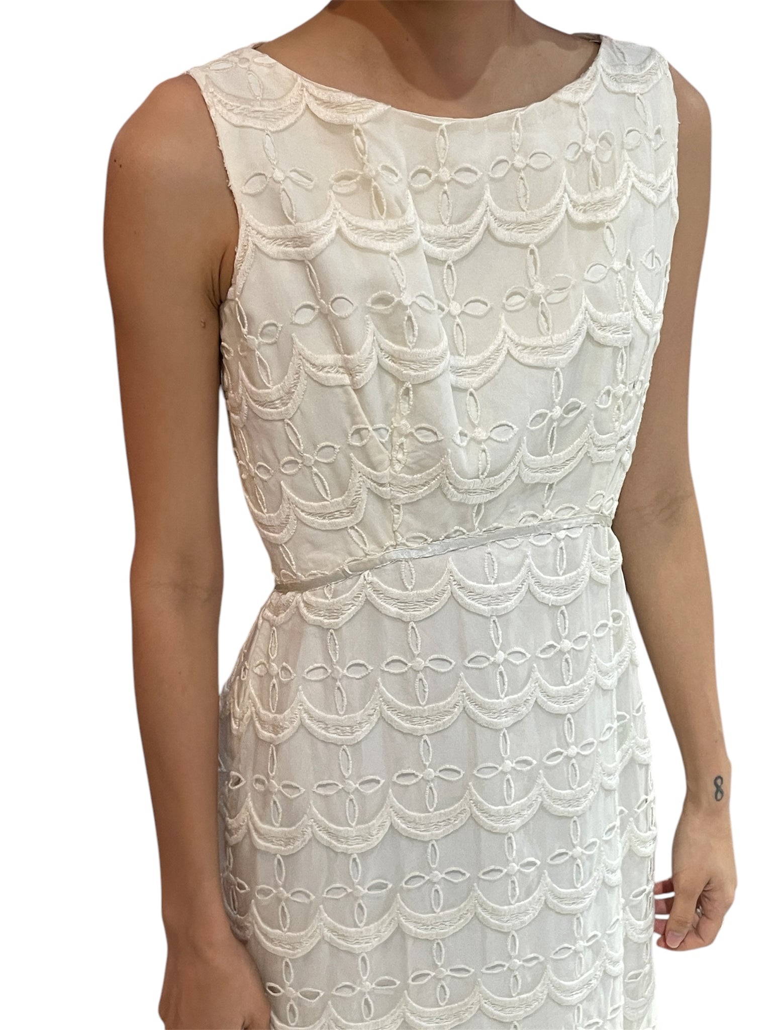 Subtle Beauty - Cream Scallop Lattice Detailed Lace Maxi Dress