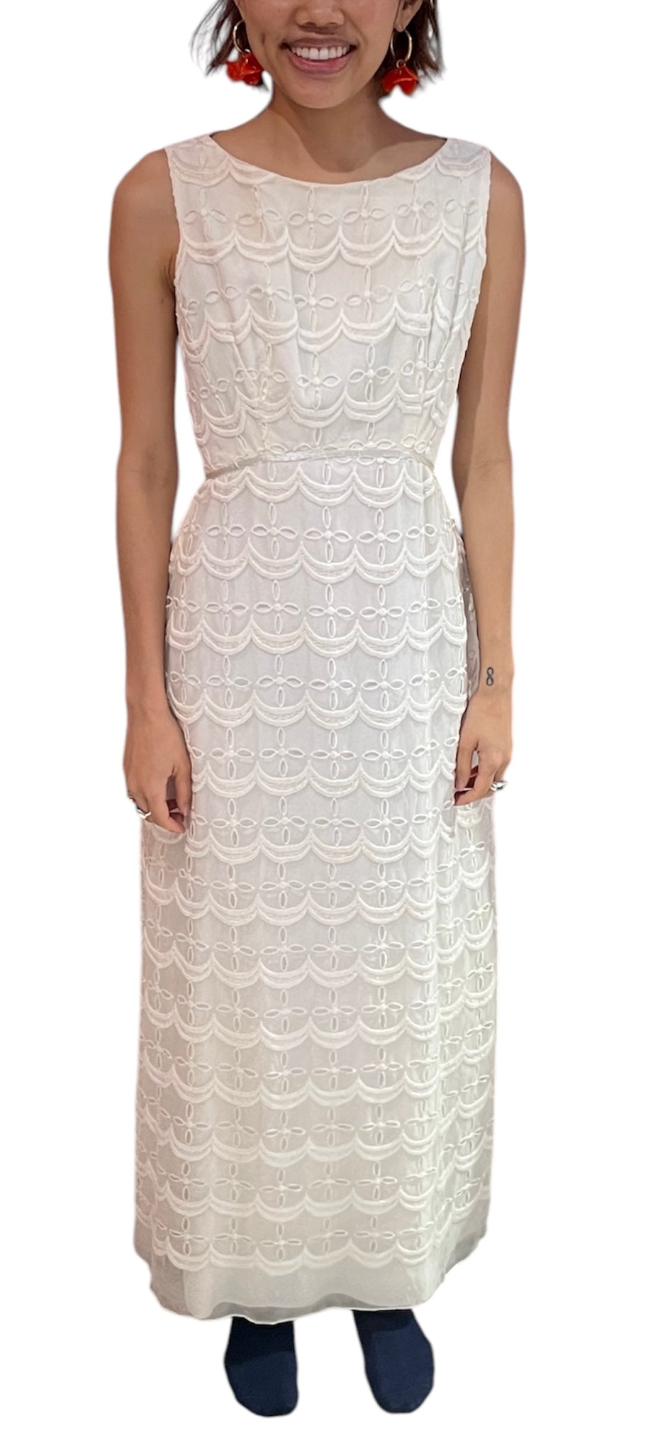 Subtle Beauty - Cream Scallop Lattice Detailed Lace Maxi Dress